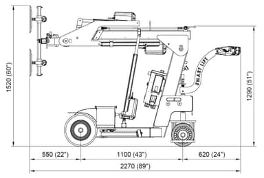 Vakuumglasløfter, Indendørs, ca. 380kg, (begrænset antal - kun i udvalgte afd.)*