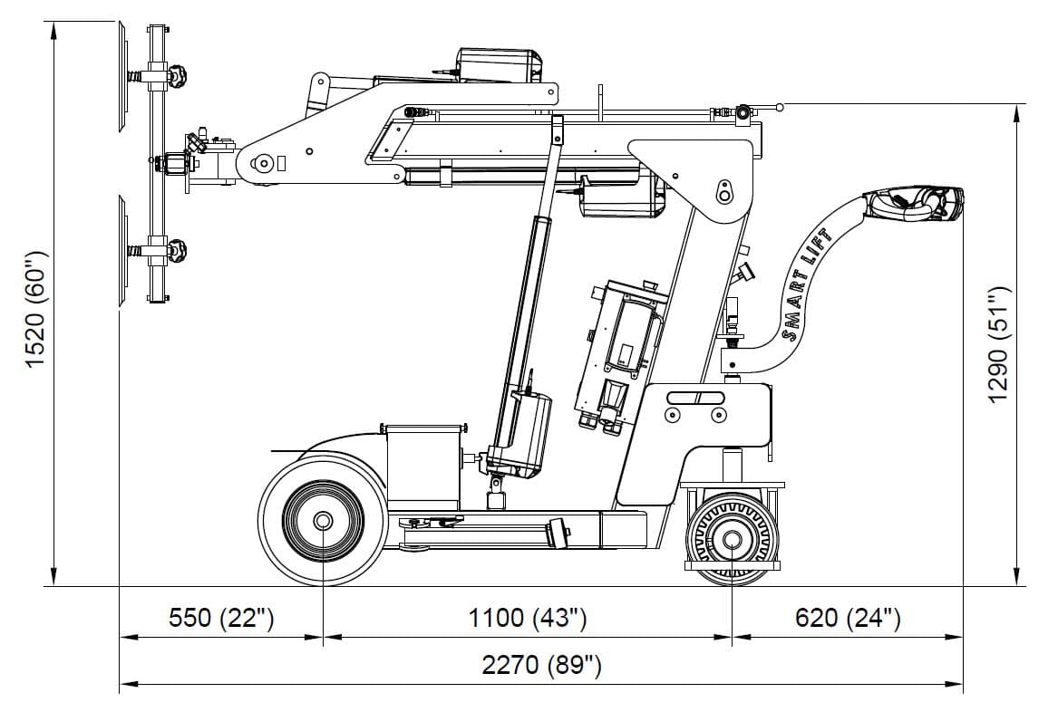 Vakuumglasløfter, Indendørs, ca. 380kg, (begrænset antal - kun i udvalgte afd.)*