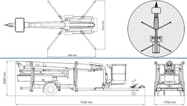 Trailer lift, articulated boom 23m battery - LIMITED QUANTITY