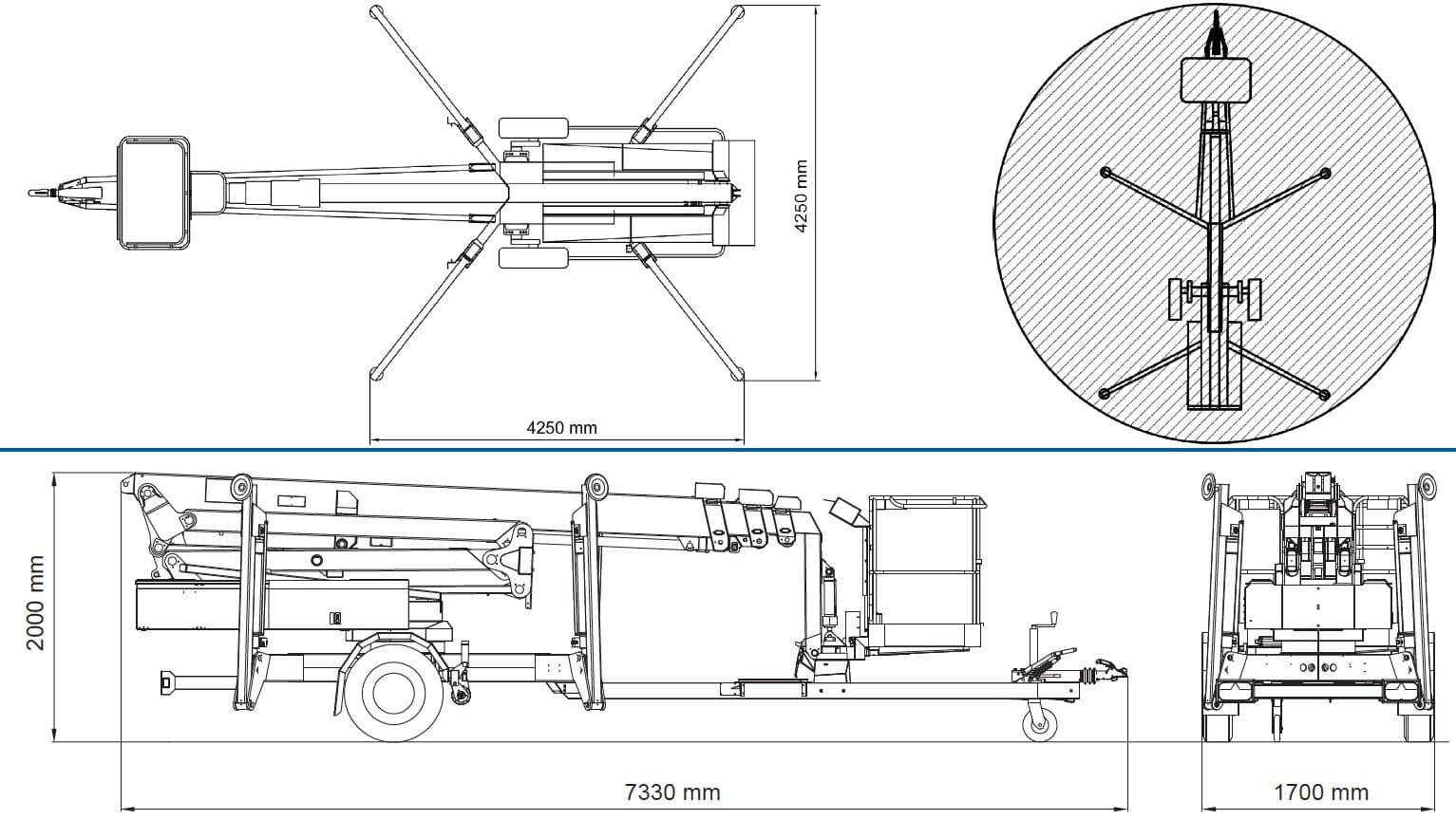 Trailer lift, articulated boom 23m battery - LIMITED QUANTITY