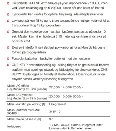 Lystårn 3m Bi-Energy 230V/batteri