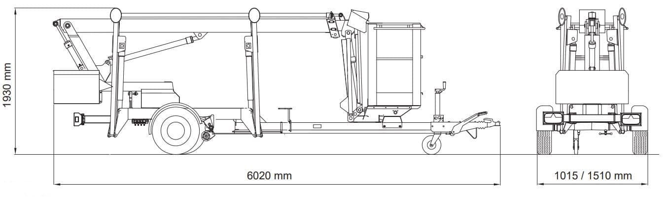 Trailerlift, ligearm, 12m, Batt.