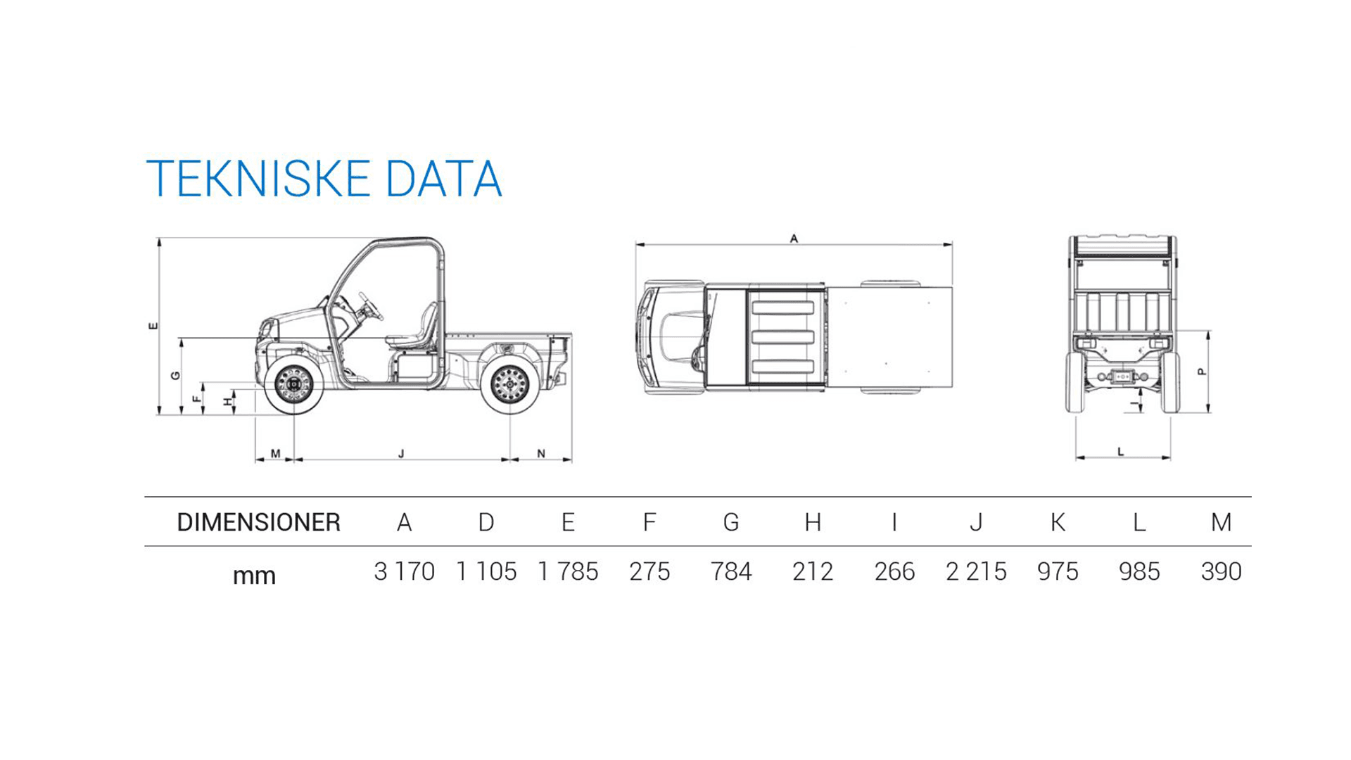 Varebil u 1.25T m/åbent lad, Batt. 5.7kW (begrænset antal - kun i udvalgte afd.)*