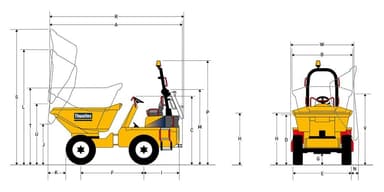 Dumper 3 T 1,85 m³ med højtip/svirvel