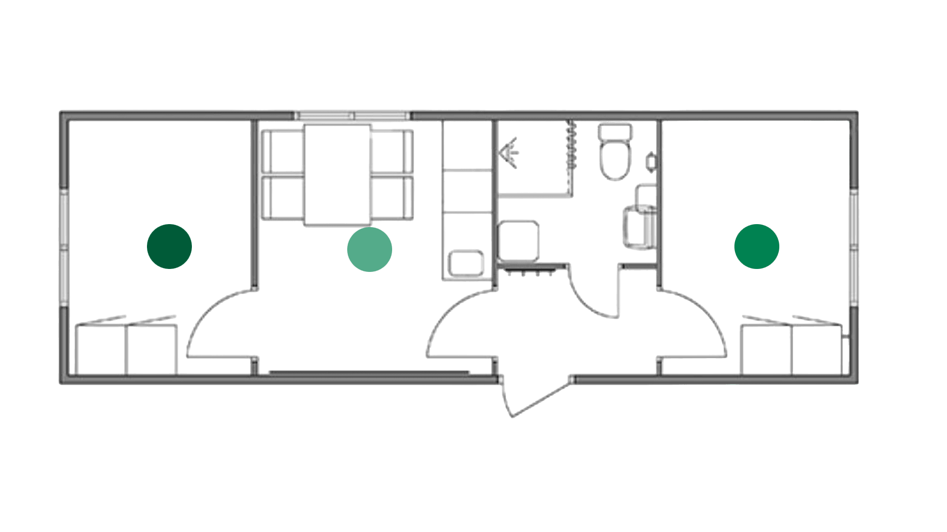 Beboelsesmodul m. lille køkken/trinette