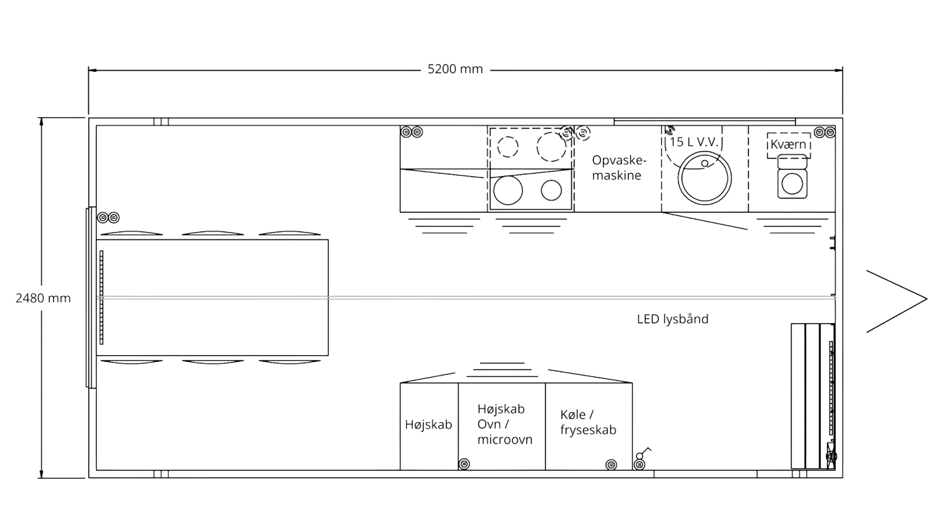 Køkkenvogn m. kværn