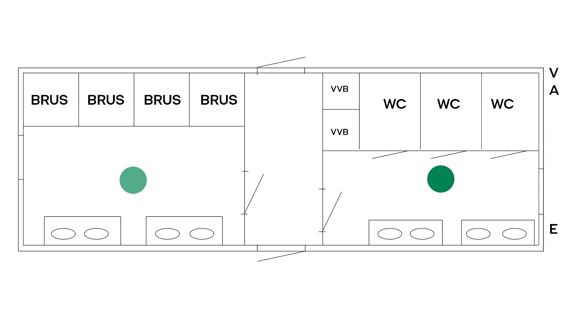 Toilet- og bademodul 4 bad og 3 toilet m. gennemg, (begrænset antal - kun i udvalgte afd.)*