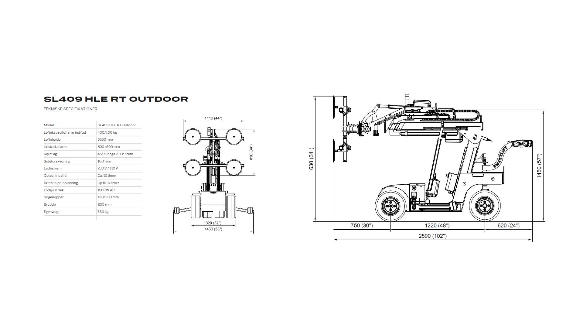 Smartlift til glas løftekap. 430 kg. roterende (begrænset antal - kun i udvalgte afd.)*