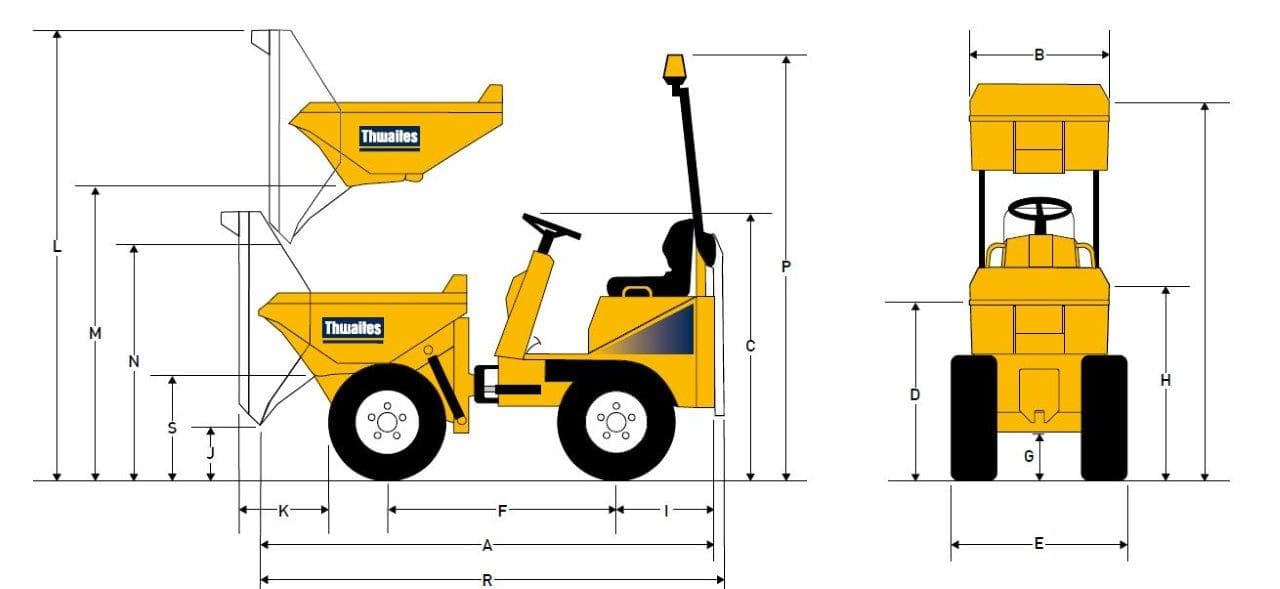 Dumper 1.0T / 0.5m³, med højtip, Diesel