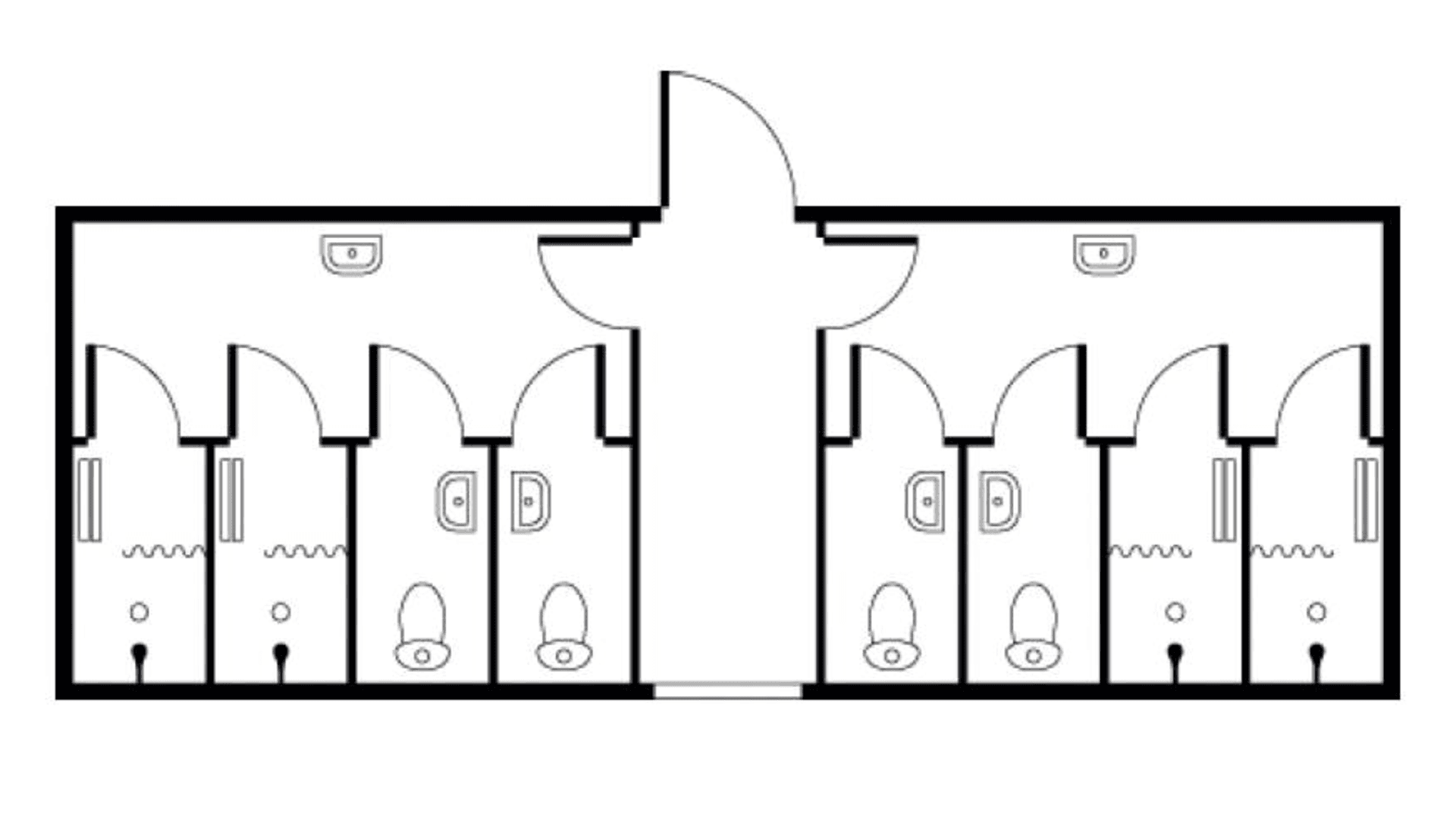 Toilet- og bademodul 4 bad og 4 toilet m. gennemg.