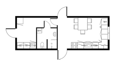 Beboelsesmodul m. køkken og bryggers