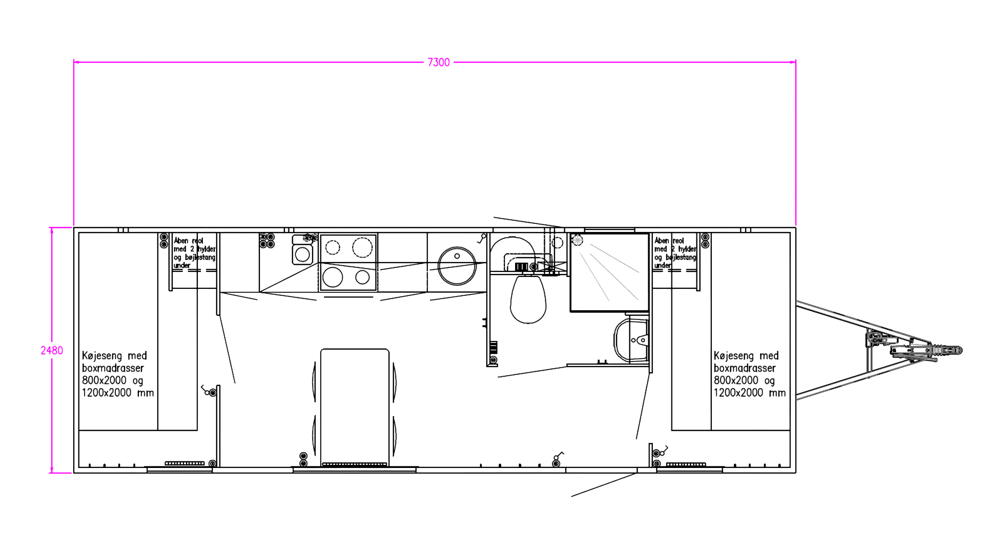 Beboelses letvogn, familie 4/6 pers.
