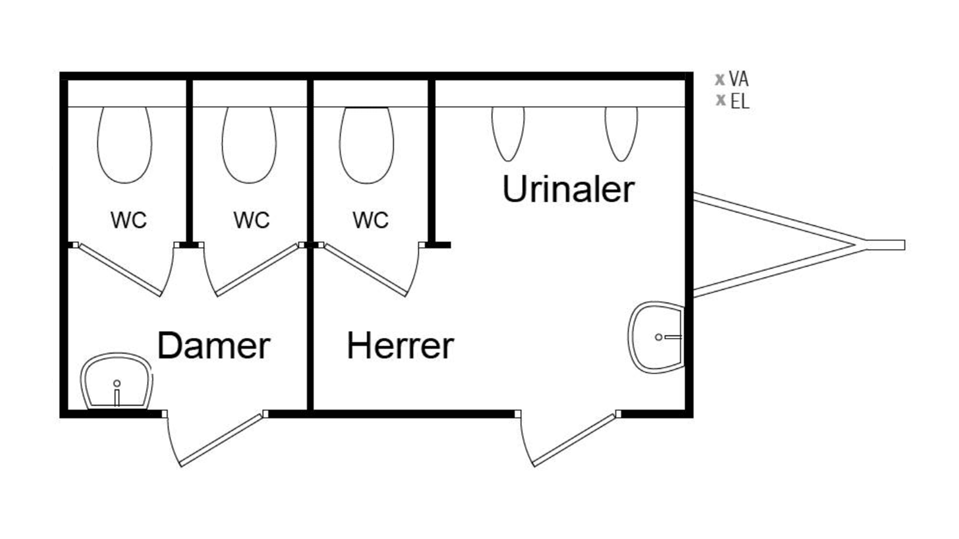 Toiletvogn D2 + H1 wc/2 urinal (begrænset antal - kun i udvalgte afd.)*