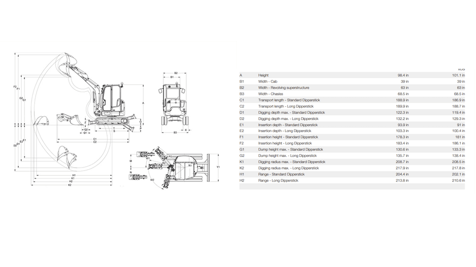 Gravemaskine 3,5 T H/K stop - FL432 (skaffevare! - ikke i standard sortiment)*
