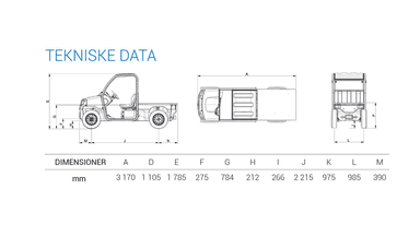 Varebil u 1.25T m/åbent lad, Batt. 5.7kW (begrænset antal - kun i udvalgte afd.)*