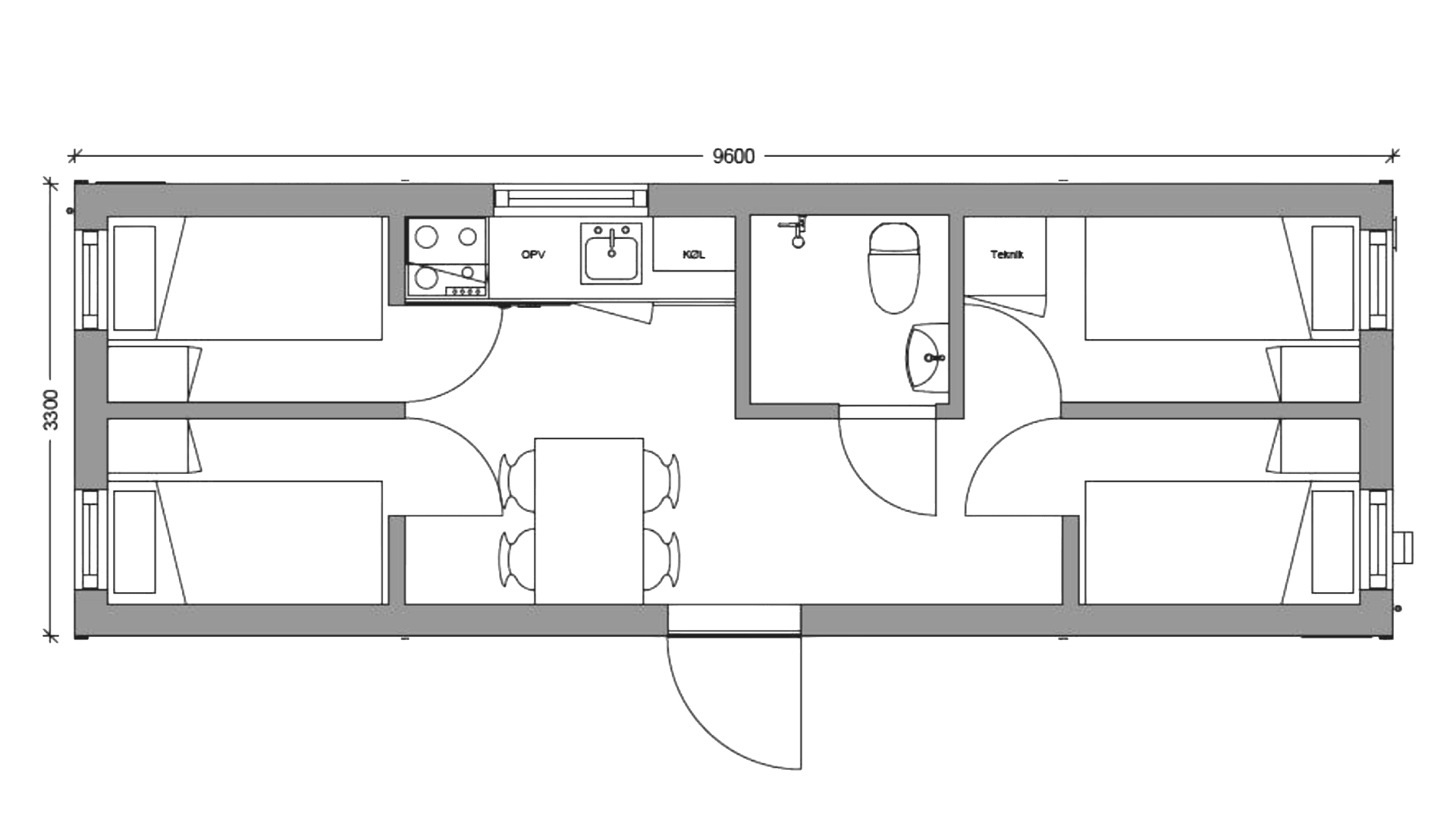 Beboelsesmodul 4 rums Maxi