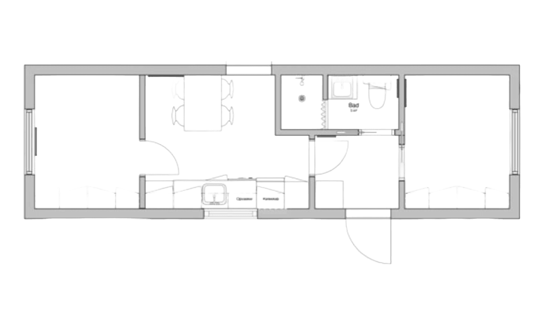 Beboelsesmodul m. gennemgang 35 m2