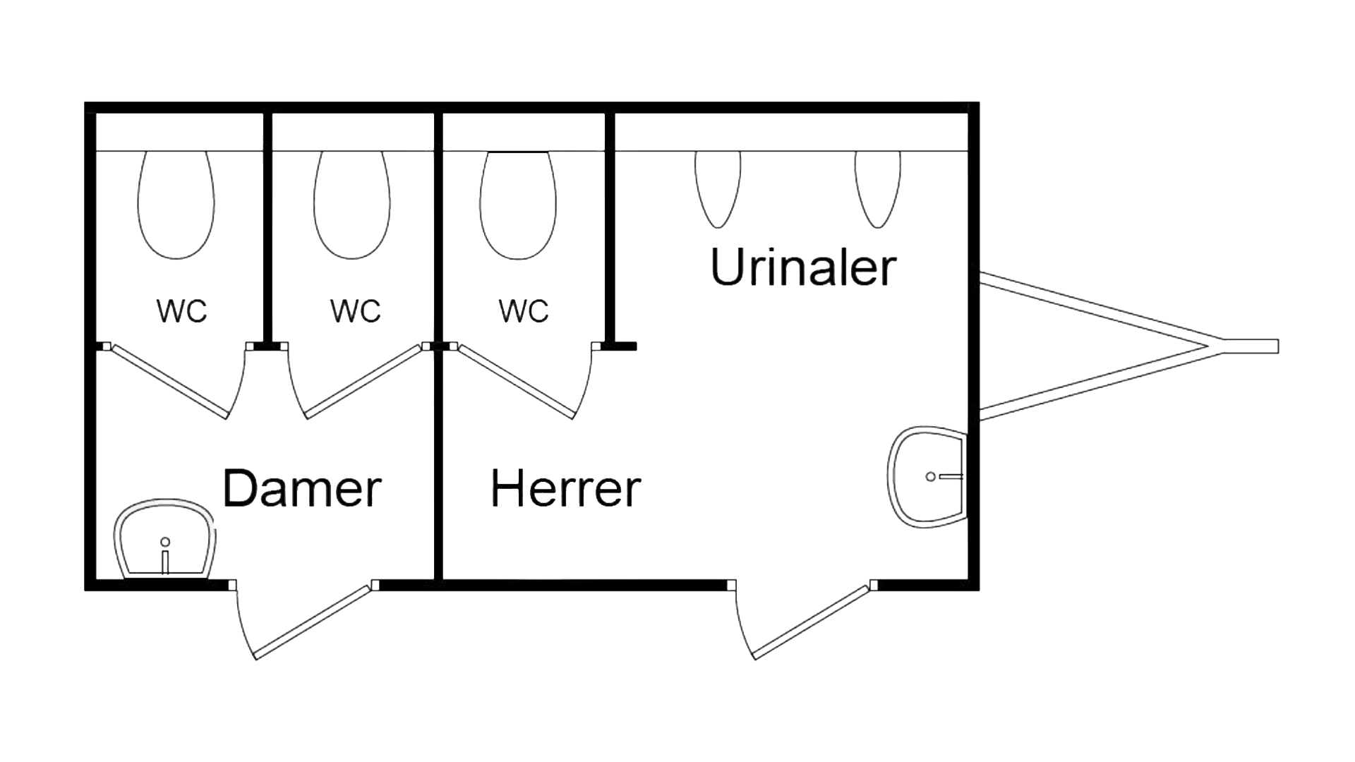 Toiletvogn D2 + H1 wc/2 urinal (begrænset antal - kun i udvalgte afd.)*
