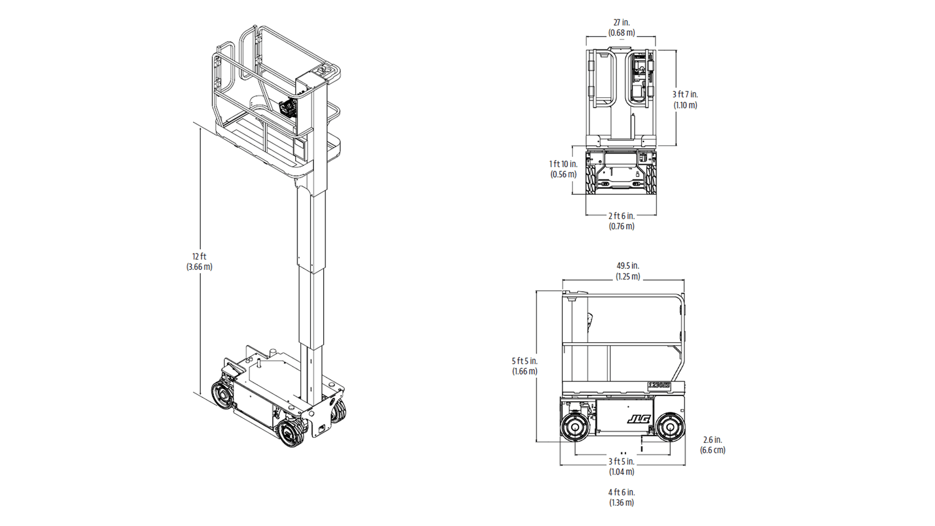 Søjlelift Batteri 5,7 m