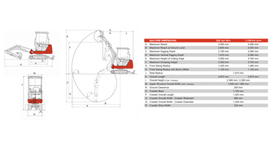 Compact Crawler Excavator, 1.7 T, Diesel H/S Stop