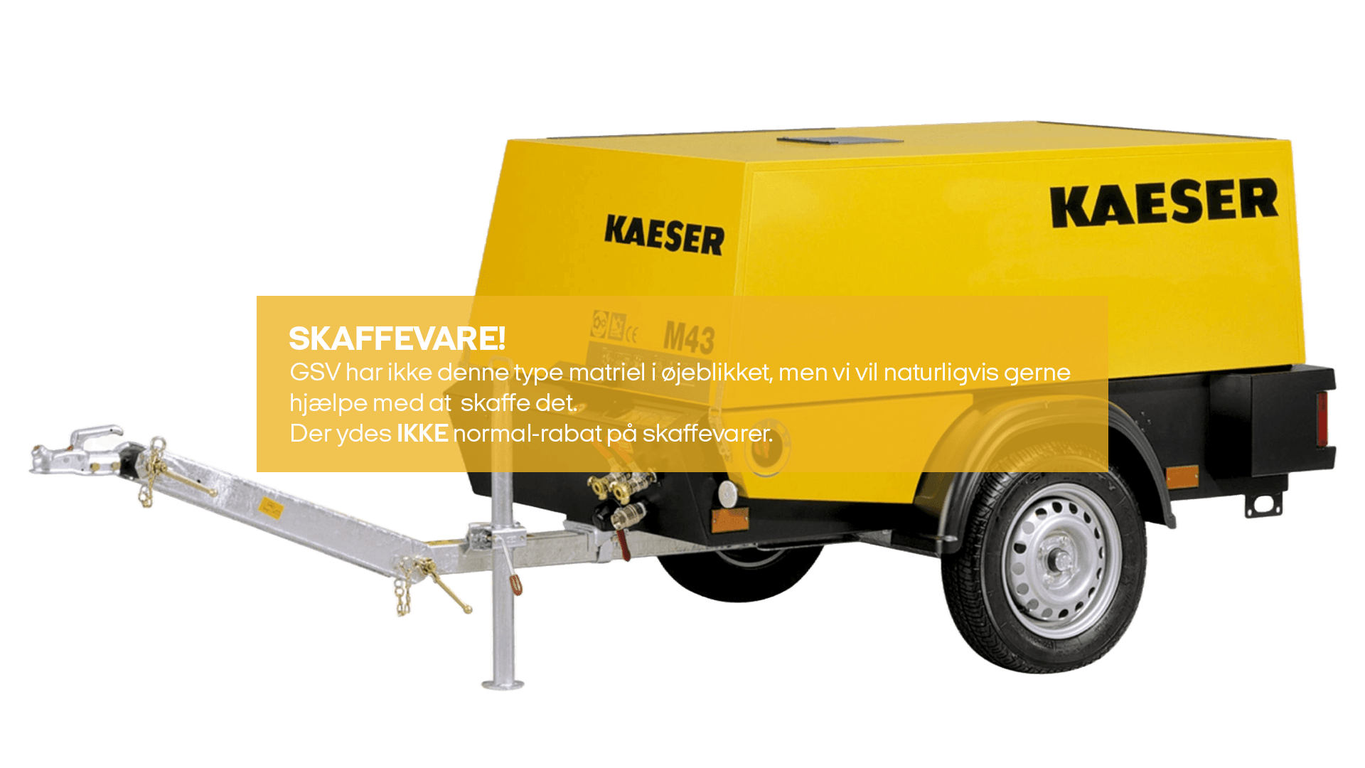 Kompressor 4,3 m3 Trailermonteret (skaffevare! - ikke i standard sortiment)*