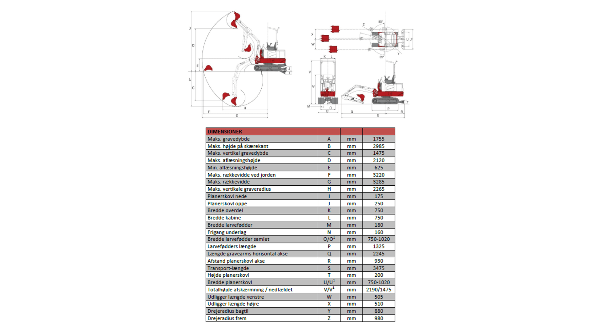 Gravemaskine 1 T - el/diesel