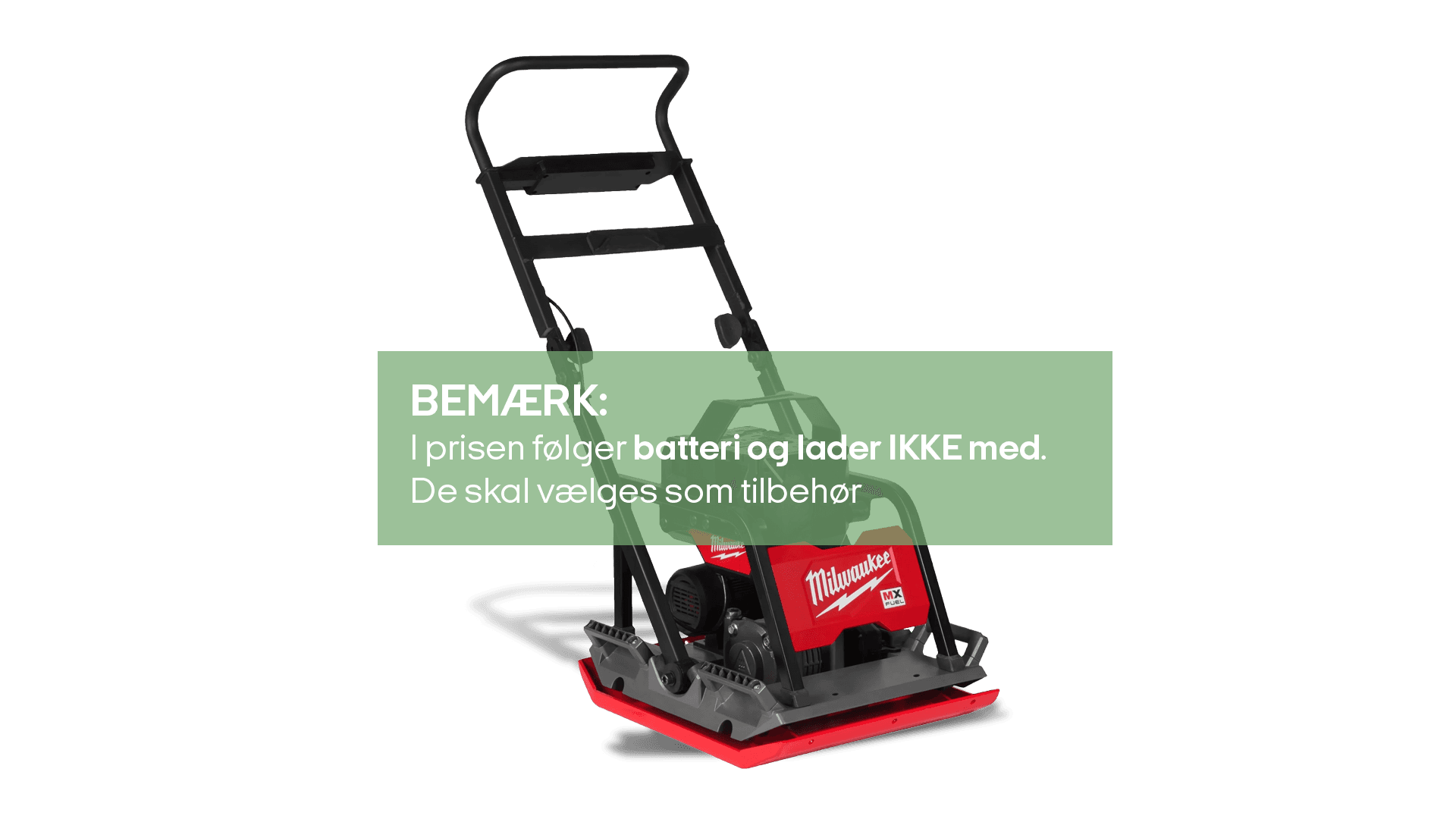 Pladevibrator batteri, 75kg/16kN, 50cm bred