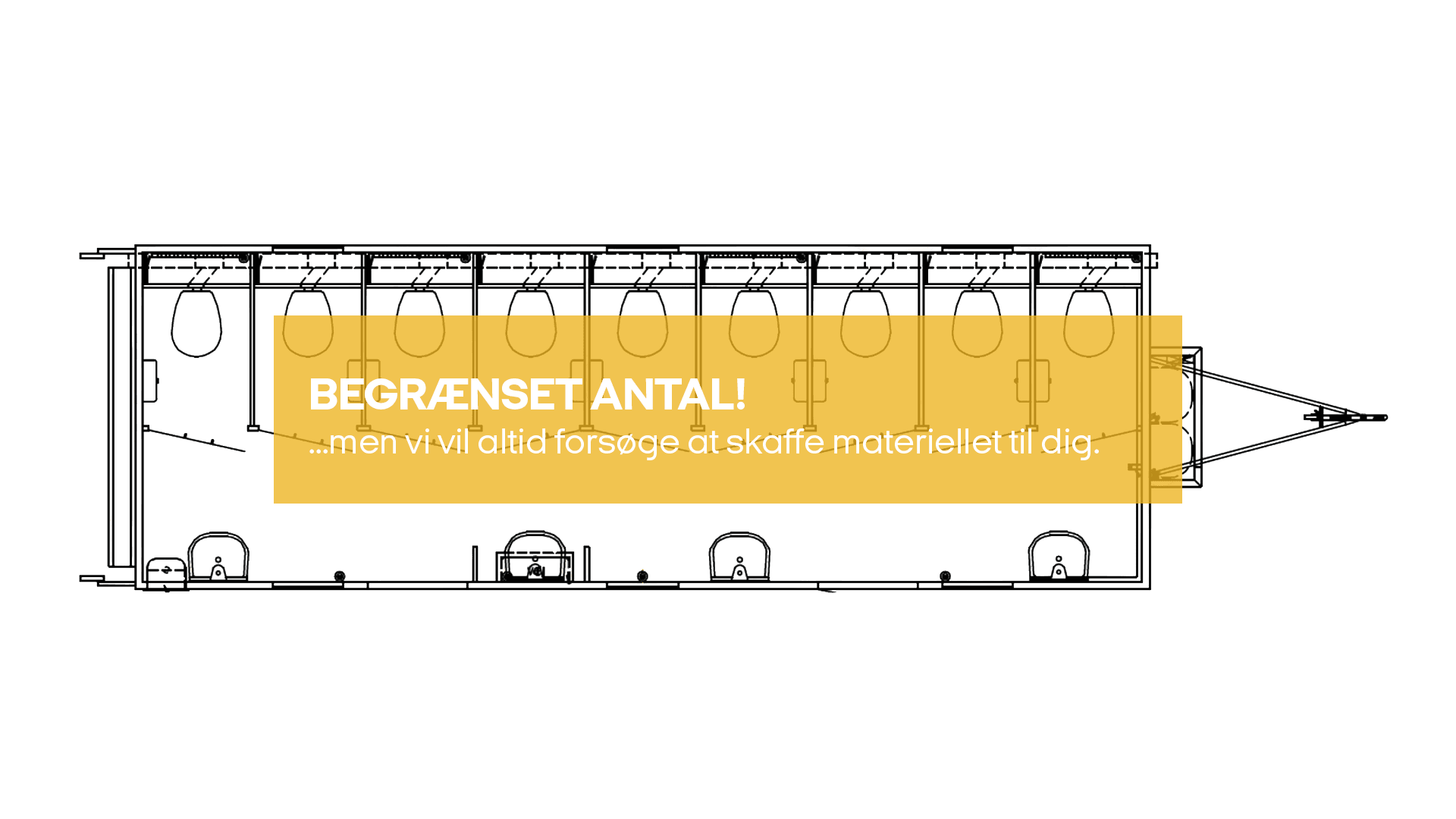 Toiletvogn 9 wc m. udv. urinal Ø110 (begrænset antal - kun i udvalgte afd.)*