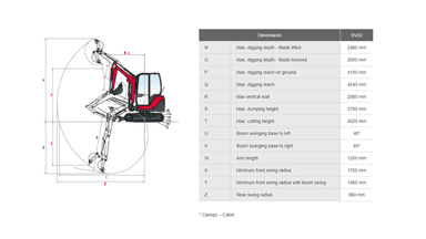 Compact Crawler Excavator, 2.2 T, Diesel