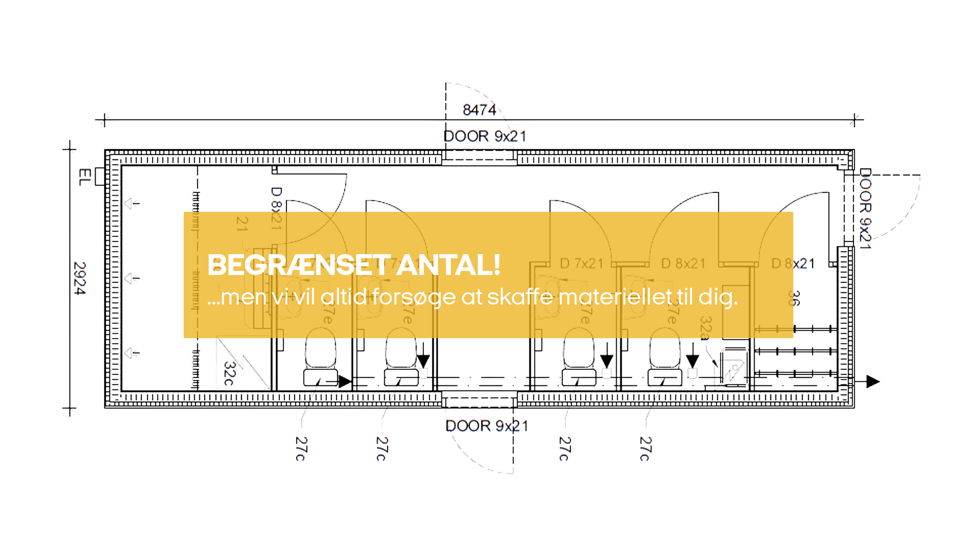 Toilet/badmodul m. gennemg. 3 brus, 4 wc ECO-LINE (begrænset antal - kun i udvalgte afd.)*
